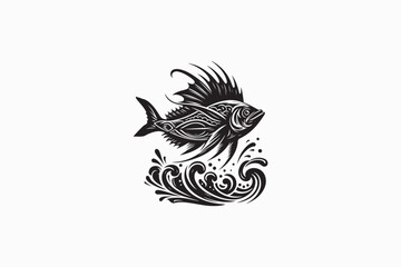 A  Mahi-Mahi fish vector silhouettes black image made by adobe illustrator.