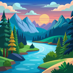 landscape with mountains and lake