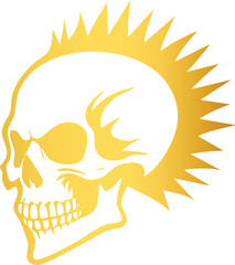 Spiky Hair Punk Skull Golden Vector

