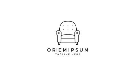 Fototapeta premium Simple, Elegant Line Art Armchair Logo Design