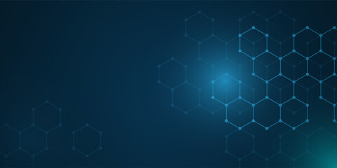 Abstract medical background. Molecules technology with polygonal shapes, connecting dots and lines. Medical, technology, science background. Vector illustration