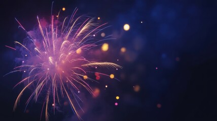 Obraz premium Vibrant fireworks bursting in a dark night sky