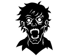 zombie head silhouette vector illustration