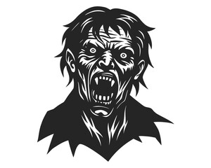zombie head silhouette vector illustration
