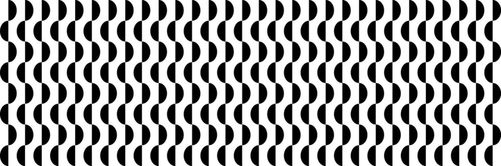horizontal seamless black and white semi circle pattern for design and background.