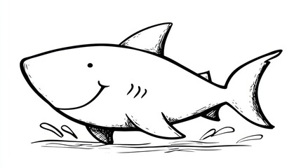 Fototapeta premium Cute shark cartoon drawing