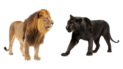 Obraz premium Lion Animal and Panther Animal isolated on transparent background