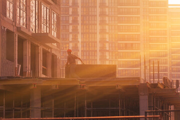 The sun is reflected in the building. Sunlight and beautiful cityscape, modern buildings and city...