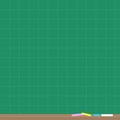 緑色の正方形の黒板とチョーク - シンプルでかわいい方眼入りの文字スペースやフレーム･背景素材