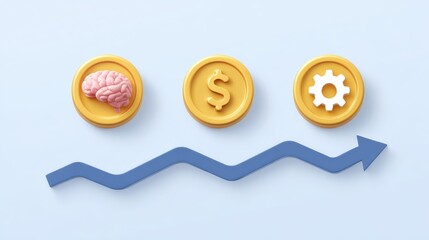 An illustration combining investment psychology and strategic management concept, the investment skills of successful individuals.