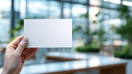 Blank White Card Mockup in Modern Office