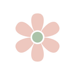 Simple pastel pink flower with green center