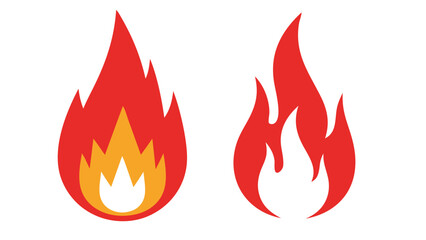 Set of Two Stylized Fire Flame Icons for Heat and Energy Concepts