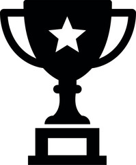 Black trophy icon with star