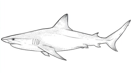 Side view of a shark in grayscale