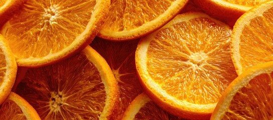 Close-up view of many orange slices