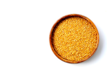 Organic golden flaxseeds, rich in omega-3, fiber, and antioxidants