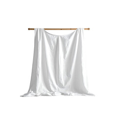 Minimalist hanging white fabric curtain illustration on transparent background