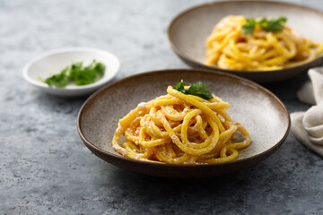 Homemade pasta with cheese sauce