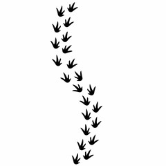 Black chicken footprints on a white background. Poultry animal foot pattern for poultry wallpapers, posters, and logos. Vector silhouette
