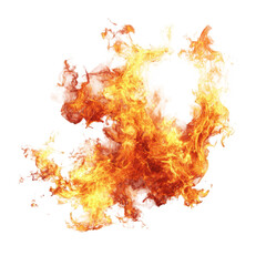 Abstract fiery orange and yellow blob, resembling a chaotic, organic form with intricate, burning edges against a black background