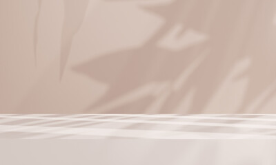 Obraz premium Minimalist Light Beige Room with Soft Shadows for Product Presentation. 3d illustration