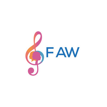 FAW &ldquo;Creative music logo with human silhouettes and treble clef in gradient colors, FAW Later Logo, modern artistic design isolated on white background&rdquo;
