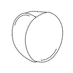 Black dotted outline of nectarine for the educational activity "Connect the Dots and Color" for children