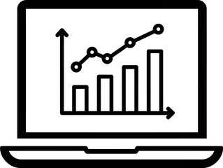 Laptop with growth chart business analysis data visualization