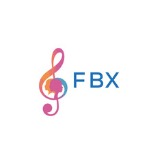 Naklejka premium FBX “Colorful music logo with human faces and treble clef design” FBX Later Logo, “Abstract music school logo with people and melody icon” 
