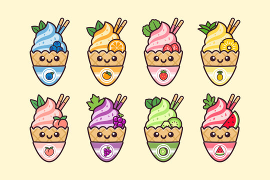 Cute Kawaii Adorable Fruits Ice Cream
