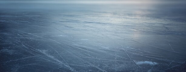 The captivating surface of an ice rink reflecting winter's tranquil beauty