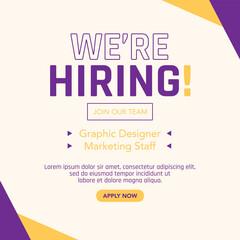 We are hiring banner with cream background
