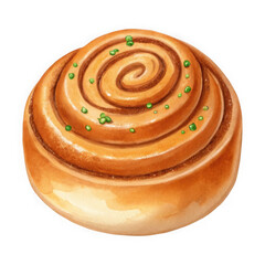Fototapeta premium Deliciously swirled cinnamon roll with green sprinkles