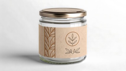Minimal kraft label on glass jar