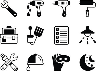 Obraz premium Collection of handyman and home improvement icons