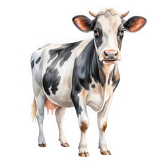 A black and white holstein friesian cow stands proudly