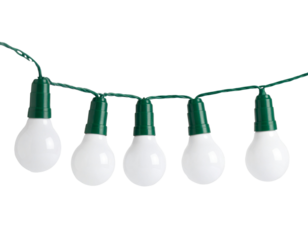 Straight Line of Warm White Christmas Lights, Minimal Style, Horizontal Composition, isolated on transparent background PNG