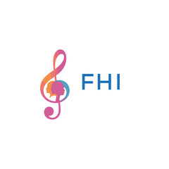 Obraz premium FHI “Colorful music logo with human faces and treble clef design” FHI Later Logo, “Abstract music school logo with people and melody icon” 