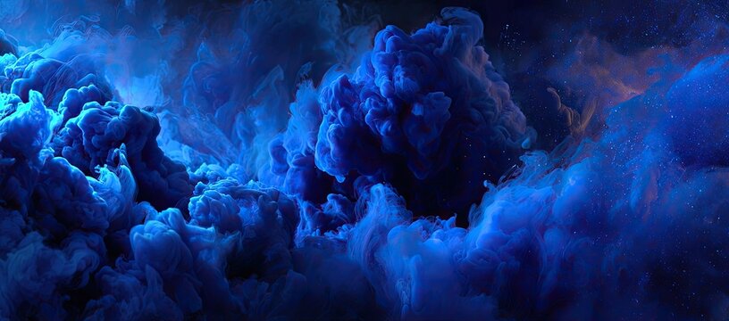 Deep blue ink swirling in abstract chaos - Powered by Adobe