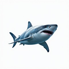 Fototapeta premium great white shark swimming in the ocean, optimized for photo use, with clear positioning and ample copy space on the right