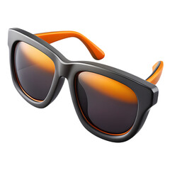 3d icon of stylish sunglasses with orange and black frames isolated on transparent background, a trendy fashion accessory for eye protection and style