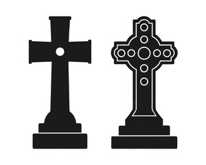 tombstone cross icon  silhouette vector illustration