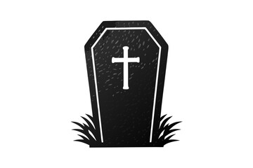 Obraz premium tombstone cross silhouette vector illustration