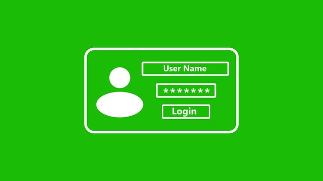 User-name and password fields icon animation.Includes fields for account creation, user ID, password, identity verification concept.