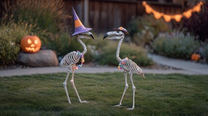 Spooky Soiree: Dancing Skeletons in the Garden