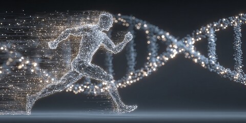 Obraz premium Corredor digital y doble 3D brillante