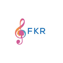 FKR “Creative music logo with human silhouettes and treble clef in gradient colors, FKR Later Logo, modern artistic design isolated on white background”
