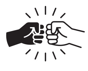 Obraz premium Fist bumping, greeting, success, teamwork, collaboration, partnership, agreement, approval, achievement, synergy, isolated icon, business concept, celebration