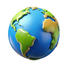 Naklejka premium 3d globe with continents isolated on transparent background